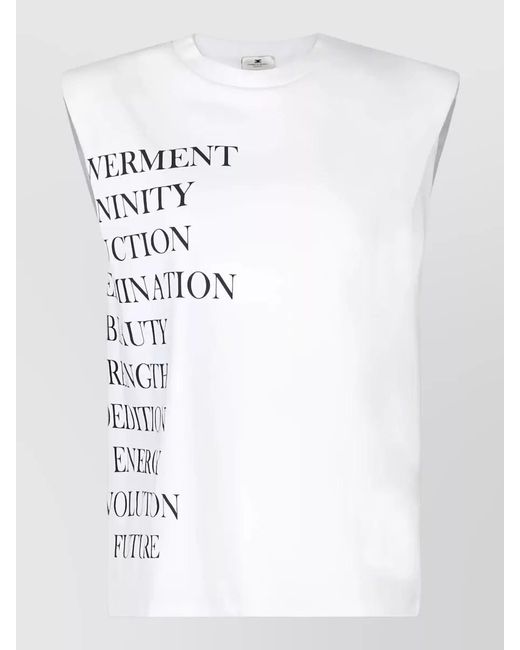 Elisabetta Franchi White Sleeveless Cotton Logo-Print Knitted Top