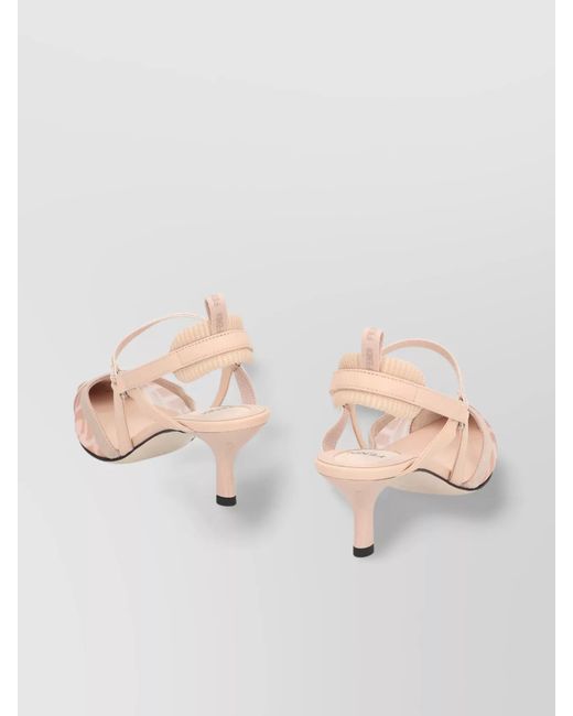 Fendi Pink Logo-Print Slingback Pumps