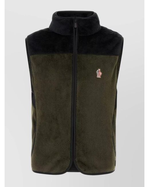 Moncler Black Stretch Polyester Sleeveless Fleece Vest for men