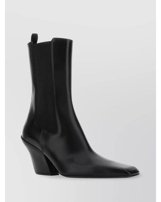 Prada Black Leather Ankle Boots