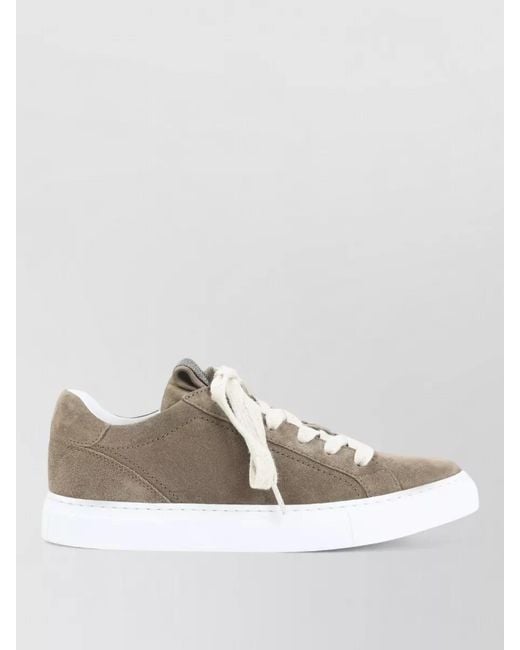 Brunello Cucinelli Metallic Suede Leather Low-Top Sneakers