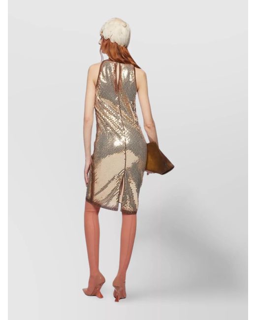 The Attico Natural Sequin-Embellished Sleeveless Mini Dress
