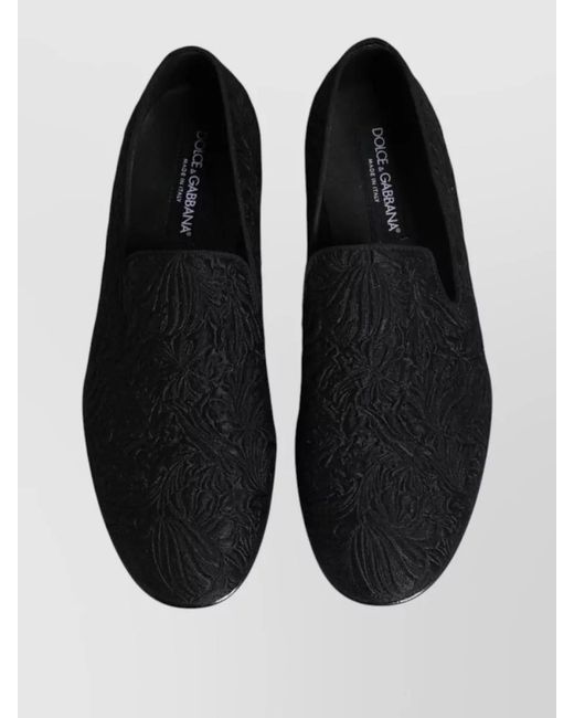Dolce & Gabbana Black Velvet Leather Jacquard Slippers for men