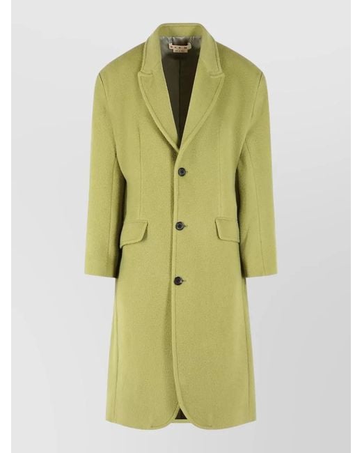 Marni Green Virgin Wool Single-Breasted Coat for men