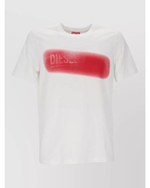 DIESEL Red Regular Fit Crew Neck Casual T Shirt for men