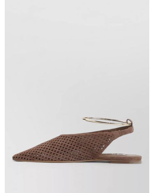 Jil Sander Brown Goat Leather Slingback Sandals Pointed Toe