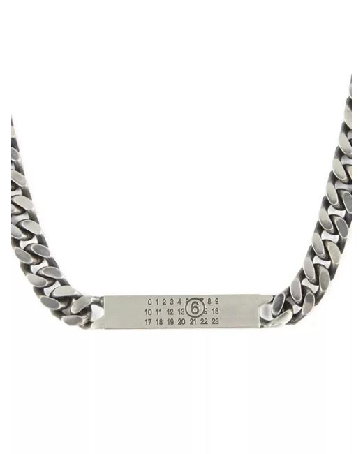 MM6 by Maison Margiela White Brass Logo Pendant Necklace for men