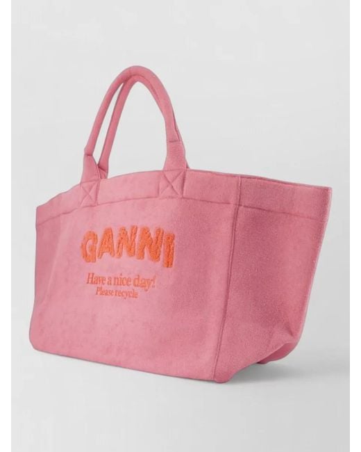 Ganni Pink Cabas Extra Large Beach Bag
