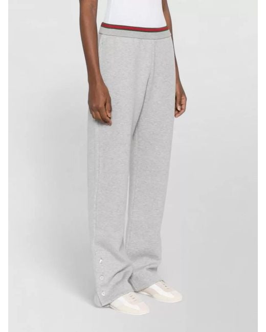 Gucci Gray Web Waistband Cotton Trousers Side Stripe