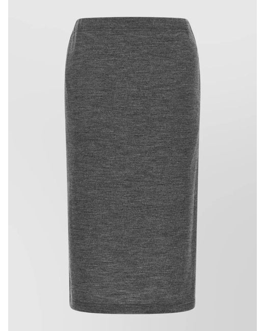 Junya Watanabe Gray Wool Mélange Knee-Length Straight Skirt
