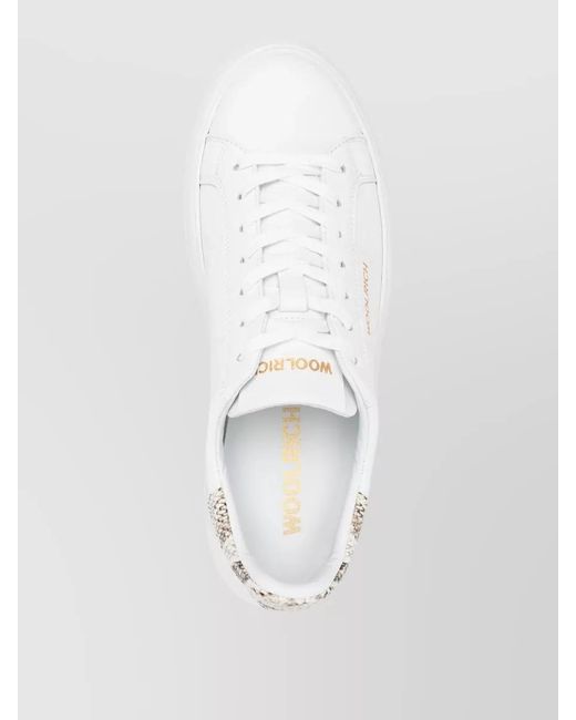 Woolrich White Leather Low-Top Sneakers