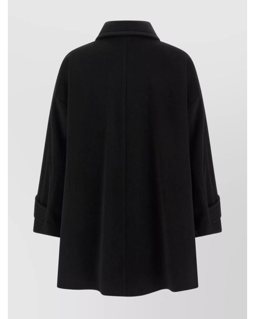 Alberto Biani Black Virgin Wool Double-Breasted Oversized Coat