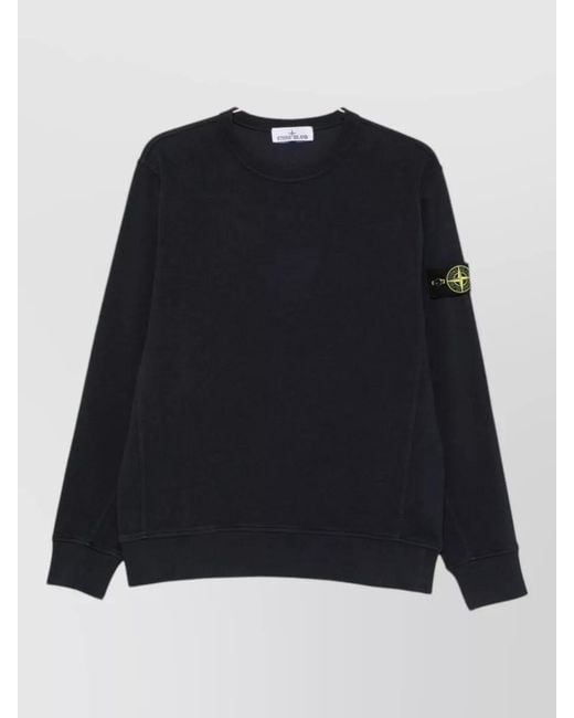 Stone Island Black Ribbed Cotton Long-Sleeve T-Shirt for men