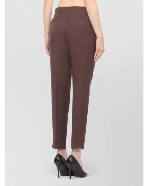 P.A.R.O.S.H. Brown Straight-Leg Tailored Trousers