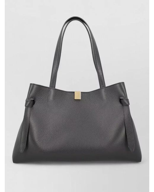 Yuzefi Black Gyoza Leather Tote Bag Dual Handles