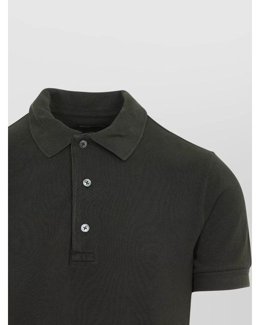 Tom Ford Black Piqué Short-Sleeve Polo Shirt for men