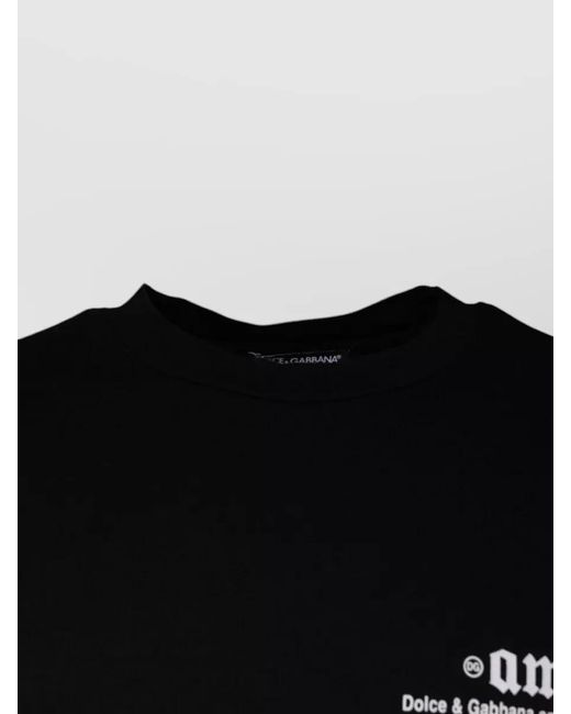 Dolce & Gabbana Black Cotton Crew Neck Logo Print T-Shirt for men