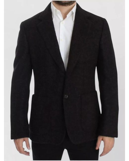 Dolce & Gabbana Black Alpaca Two Button Blazer Jacket for men