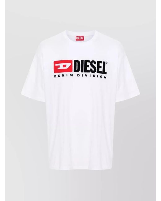 DIESEL White Cotton Jersey Relaxed-Fit Logo-Embroidered T-Boxt-Div T-Shirt for men