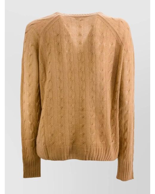 Etro Natural Cable-Knit Cashmere Crew-Neck Jumper