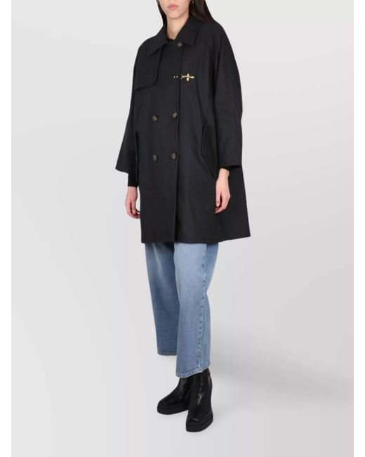 Fay Black Double-Breasted Trench Coat