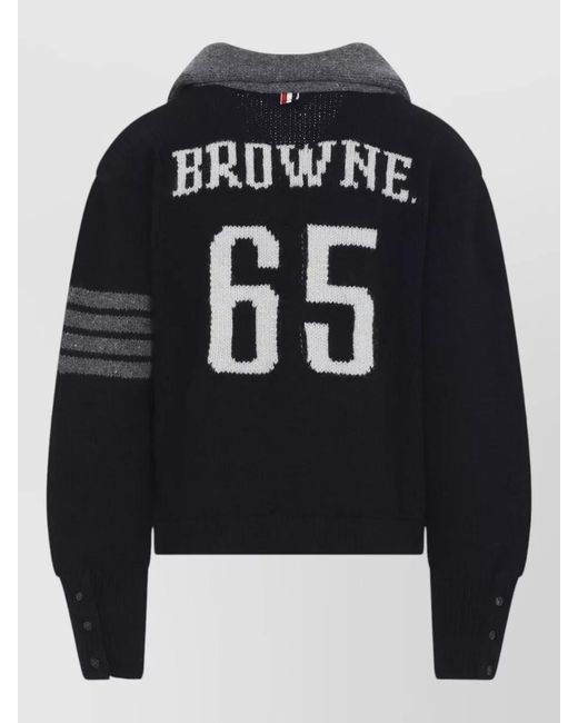 Thom Browne Black Jersey Shawl Collar Cardigan Striped Sleeves for men