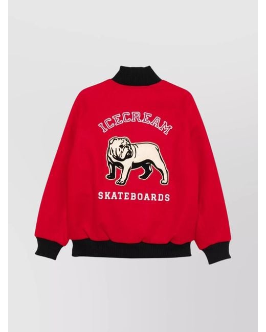 ICECREAM Red Short Jacket With Ribbed Cuffs And Pockets for men