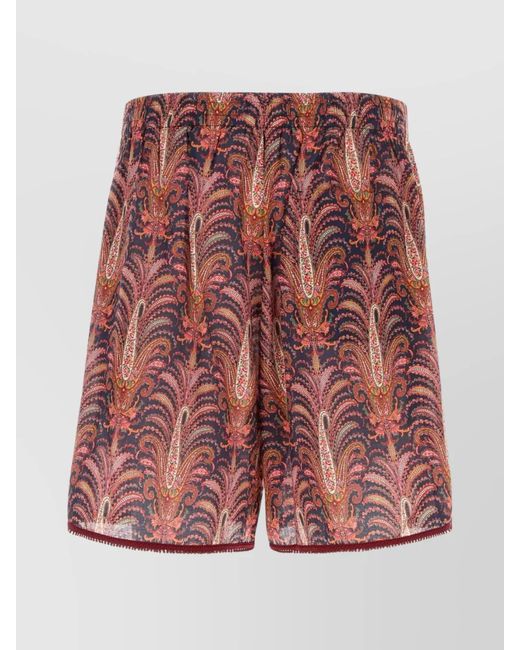 Valentino Garavani Red Printed Cotton Bermuda Shorts for men