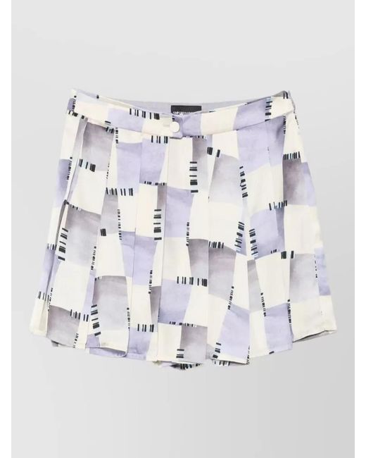 Emporio Armani Gray Pleated Skirt Featuring Abstract Pattern Design