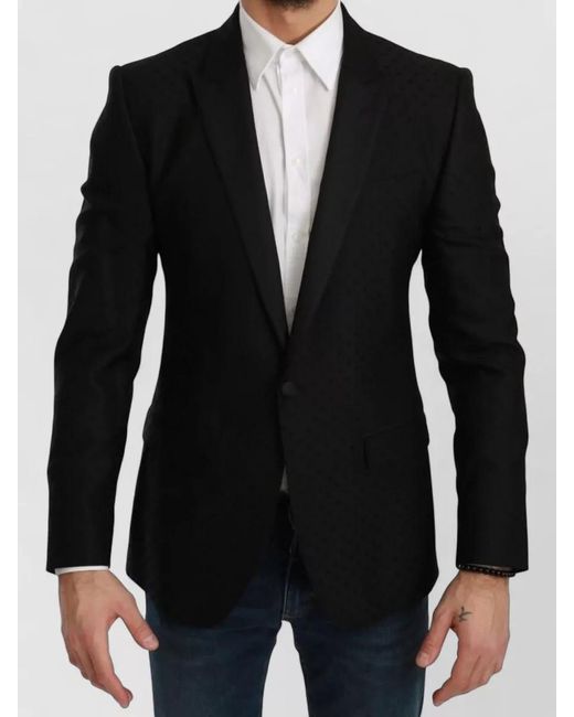 Dolce & Gabbana Black Virgin Wool Slim-Fit Blazer for men