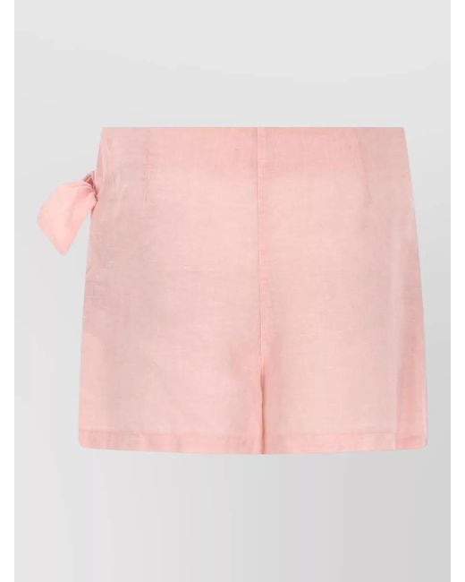 120% Lino Pink Lightweight Wrap Skirt Side Tie Detail