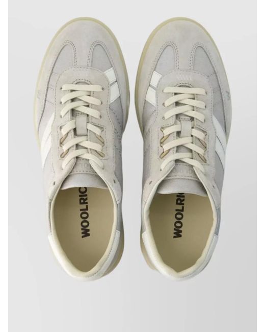 Woolrich Gray Leather Paneled Low-Top Sneakers