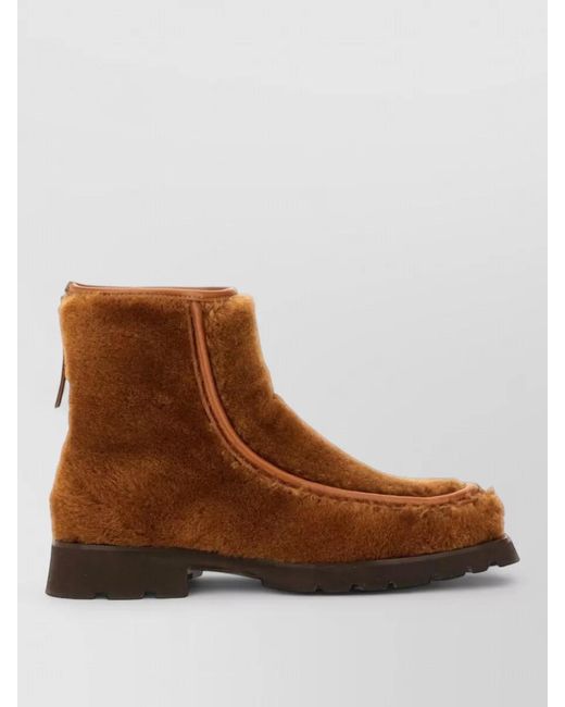 Hereu Brown Armenta Ankle Boot Zipper Round Toe