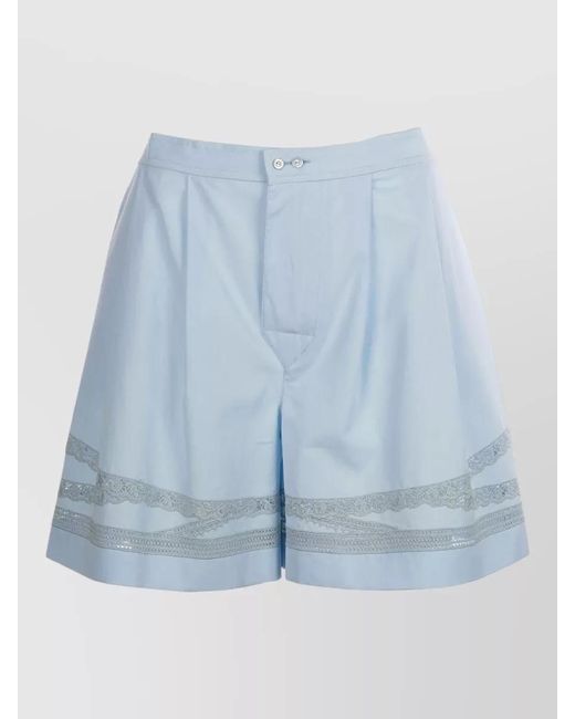 Ermanno Scervino Blue Shorts Lace Trim Button Detail Design