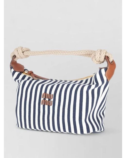 Miu Miu Multicolor Striped Shoulder Bag Rope Handle Design