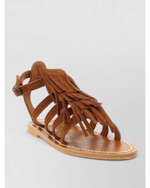 K. Jacques Brown Leather Flat Sandals