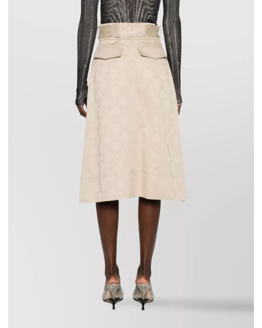 Givenchy Natural Cotton Belted Knee-Length Skirt