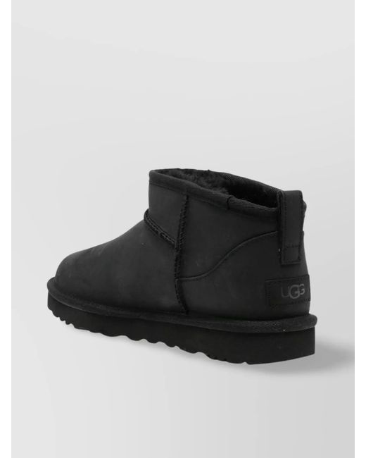 Ugg Black Leather Ankle Boots