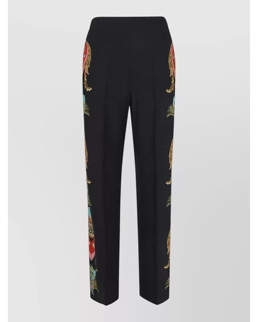 Etro Blue Silk Paisley-Print High-Rise Wide-Leg Trousers