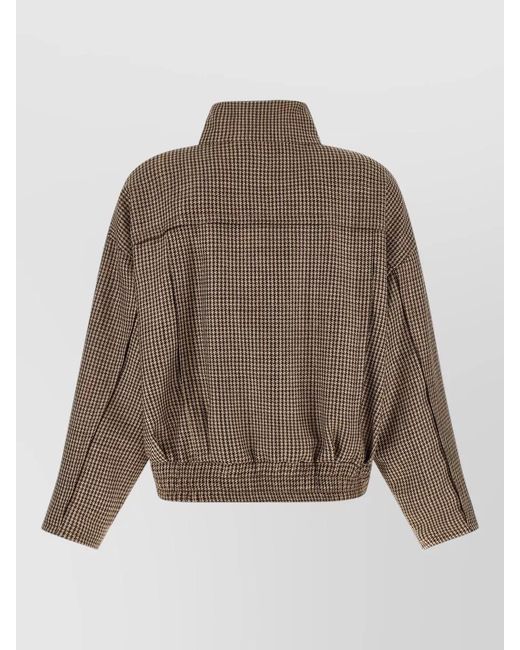 Brunello Cucinelli Brown Zipper Pull Jacket Prince Of Wales Wool
