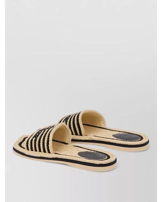 Chloé Metallic Braided Rope Flat Sole Open Toe Slides