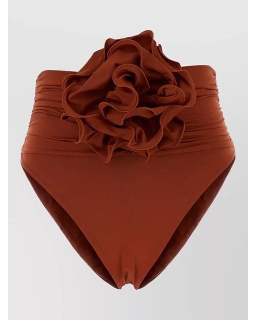 Magda Butrym Brown High Waisted Stretch Nylon Bikini Bottom