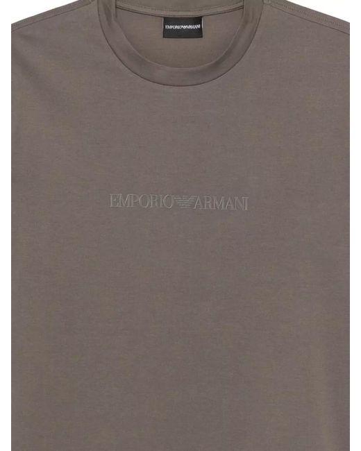 Emporio Armani Gray Cotton Logo T-Shirt for men