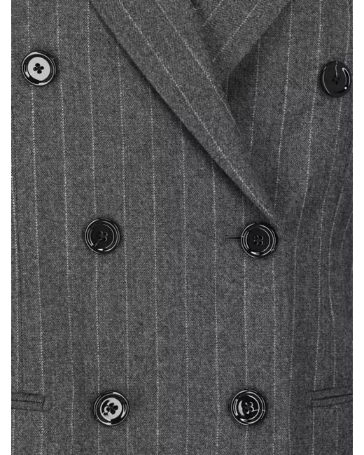Lardini Black Pinstripe Blazer Flower Pin Tailored Design