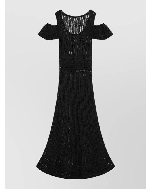 J.W. Anderson Black Cold Shoulder Knit Dress Flared Hem