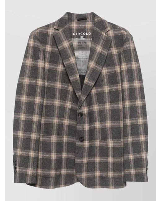 Circolo 1901 Gray Cotton Blend Single Breasted Check Jacket for men
