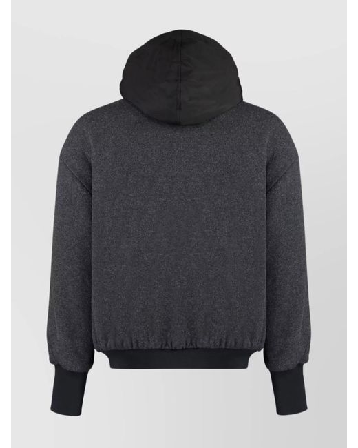 Dolce & Gabbana Black Cashmere Blend Hooded Ribbed Jersey Jacket for men