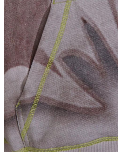 DIESEL Gray Printed Cotton Hoodie for men