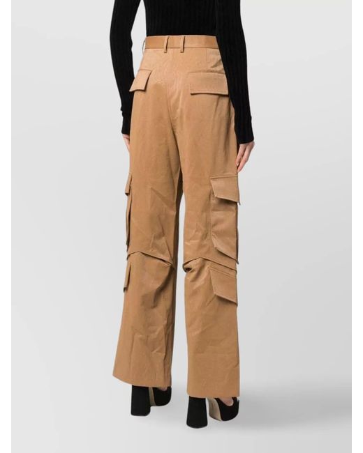 MSGM Natural Viscose Wide-Leg Cargo Trousers