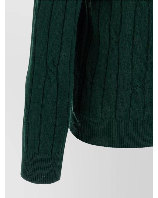 Zanone Green Braided Knit Wool Polo Shirt for men